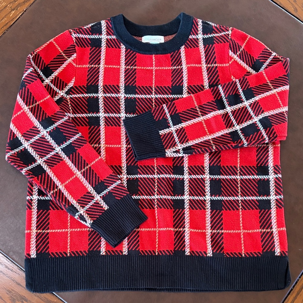 Red and Black Plaid Sweater